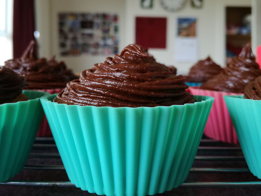 cupcake with icing swirl from the top