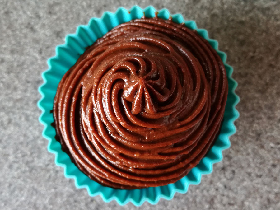 cupcake with icing swirl from the top