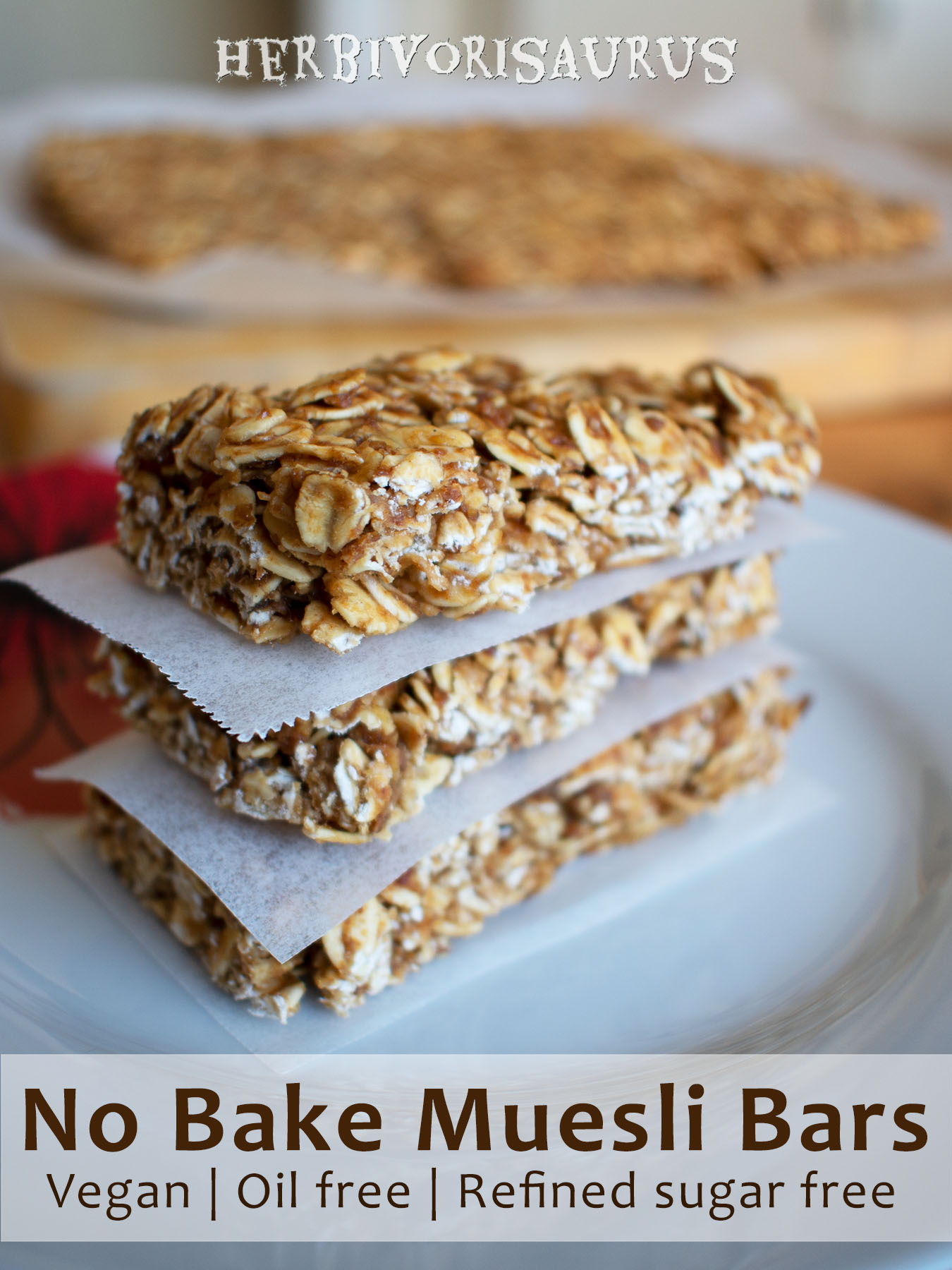 Delicious and healthy no bake muesli bars, that are vegan, oil free, refined sugar free and WFPB.